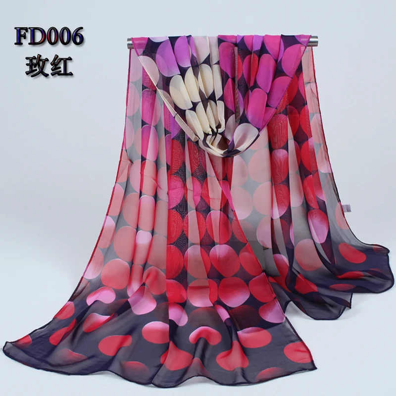 FD006 rose Новинка, женские весенние модные шарфы, женские тонкие длинные шелковые шали в китайском стиле, с принтом, Полиэстеровые шали и шарфы 006 - Цвет: FD006 rose