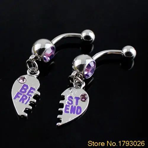 Кольцо для пупка в форме сердца пирсинг набор пурпурных тонов от лучшего друга 4TEF