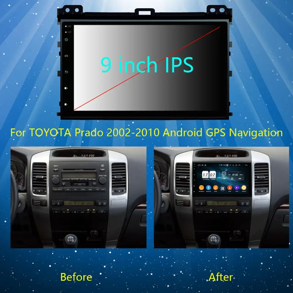 " ips Android 9,0 8 ядерный 4 Гб ram+ 64 ГБ rom автомобильный DVD радио gps для Toyota Land Cruiser Prado LC 120 2002-2010 DSP CarPlay Parrot BT