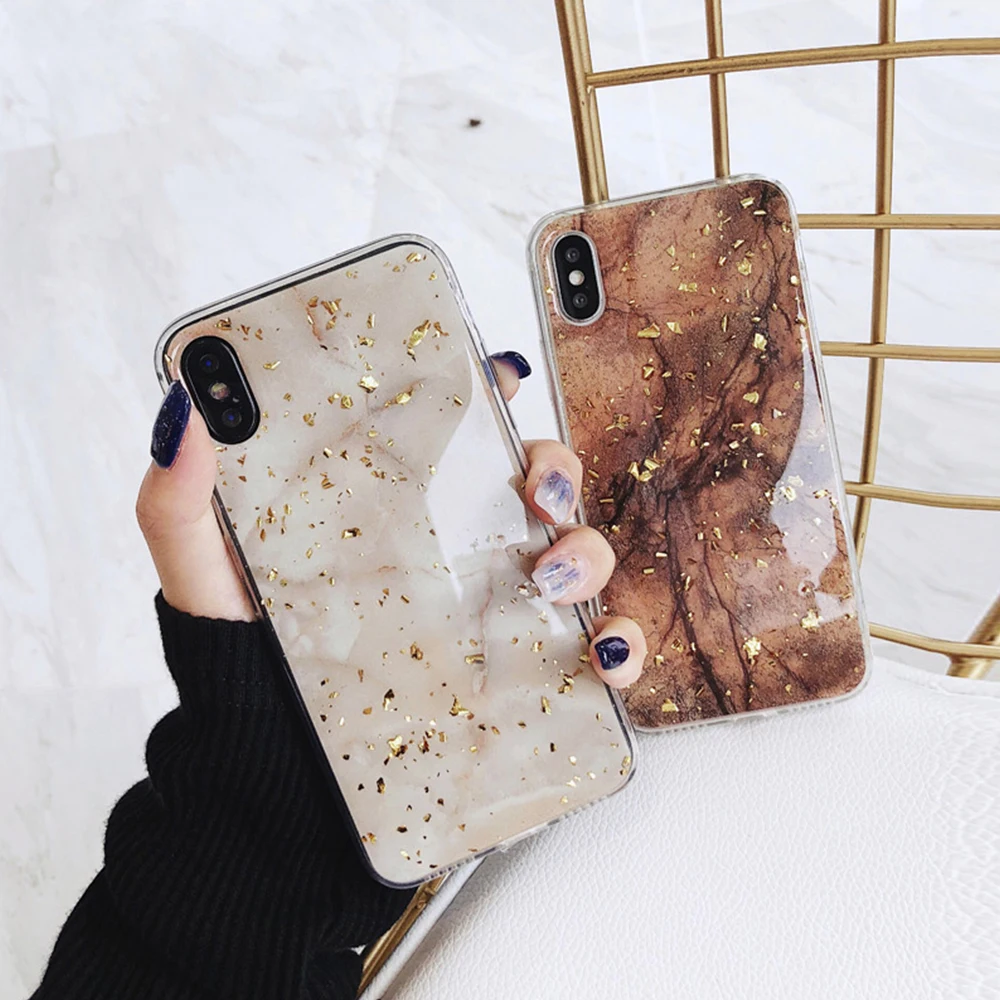 Luxury Gold Foil Bling Marble Phone Case For iPhone XR X XS Max Soft TPU Cover 8 7 6S 6 Plus 5 5S SE Glitter Cases |