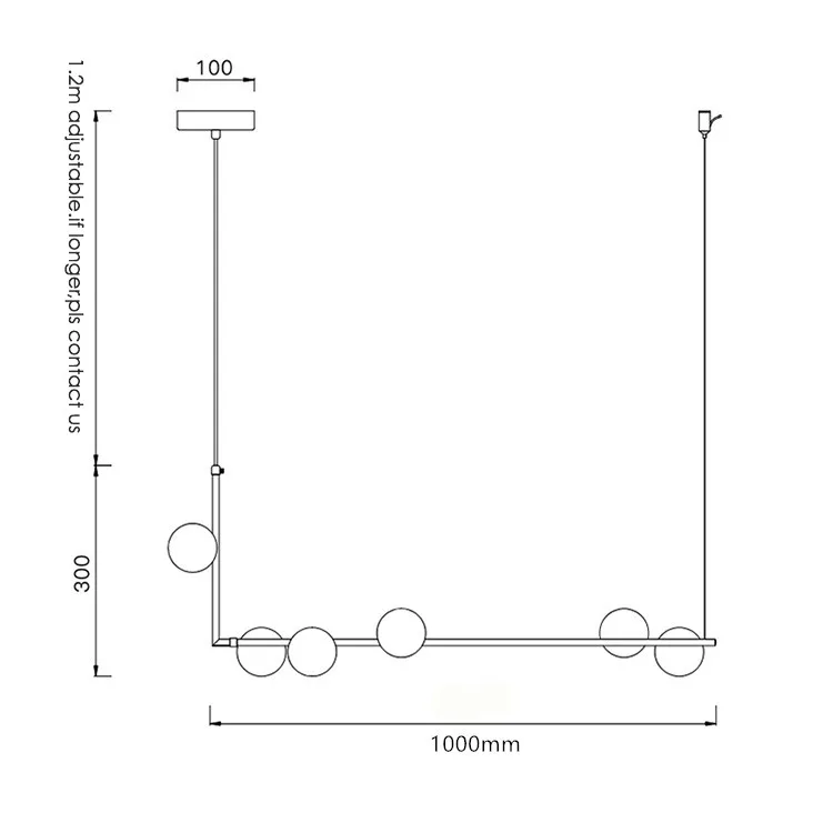 Modern minimalist chandelier lights for kitchen bar table long chandelier led design black loft glass ball hanging light Fixture