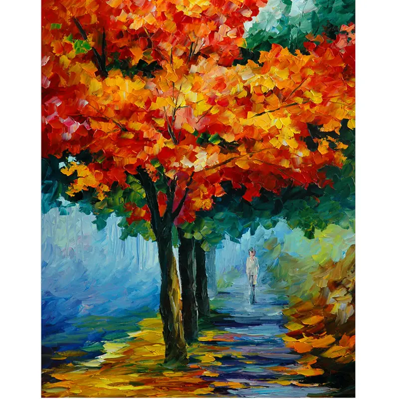 

Hand Painted Modern Abstract Oil Painting On Canvas For Living Room Decor On Wall Art Landscape Tree Painting By Numbers