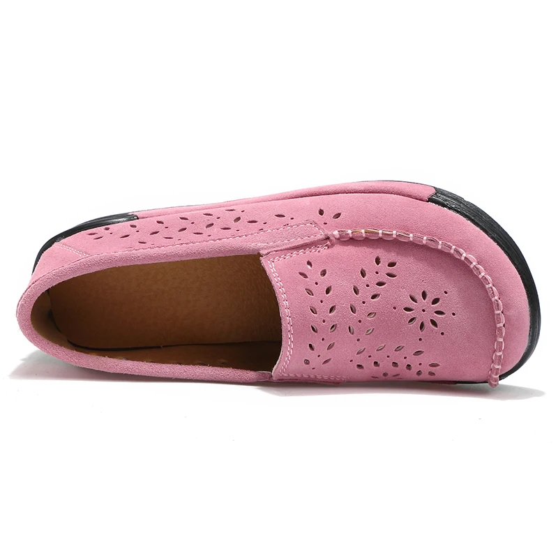 YAERNI New summer woman casual shoes women cutouts breathable flats suede leather cutout platform | Обувь