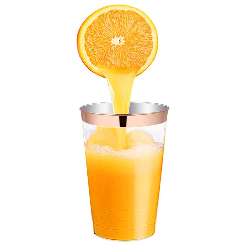 12oz Rose Gold Plastic Cups 100pack Clear with Rim-Wedding/Party Disposable Cups-Heavyweight | Дом и сад