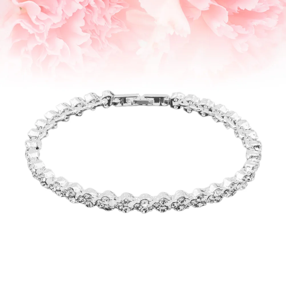 1 шт. ручной ювелирный браслет из циркония серебряный со стразами очаровательный