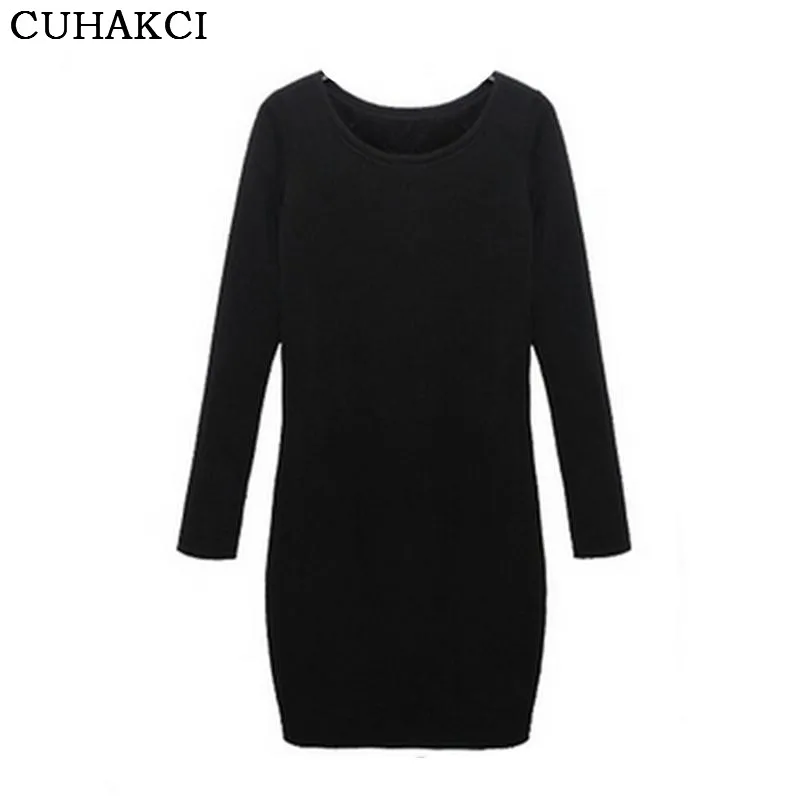 

CUHAKCI зимние толстые теплые бархатные платья женские черные повседневные шерстяные теплые мини-платья с длинными рукавами серого, темно-син...