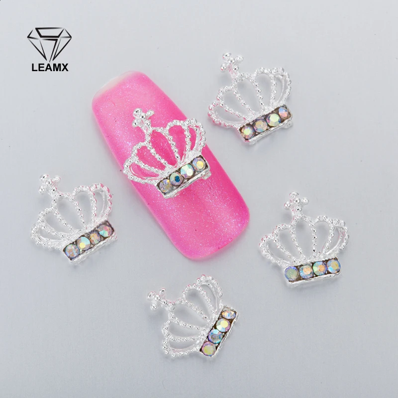 10 шт. 3D нейл арта украшения металлический блеск Корона Стразы для ногтей Подвески