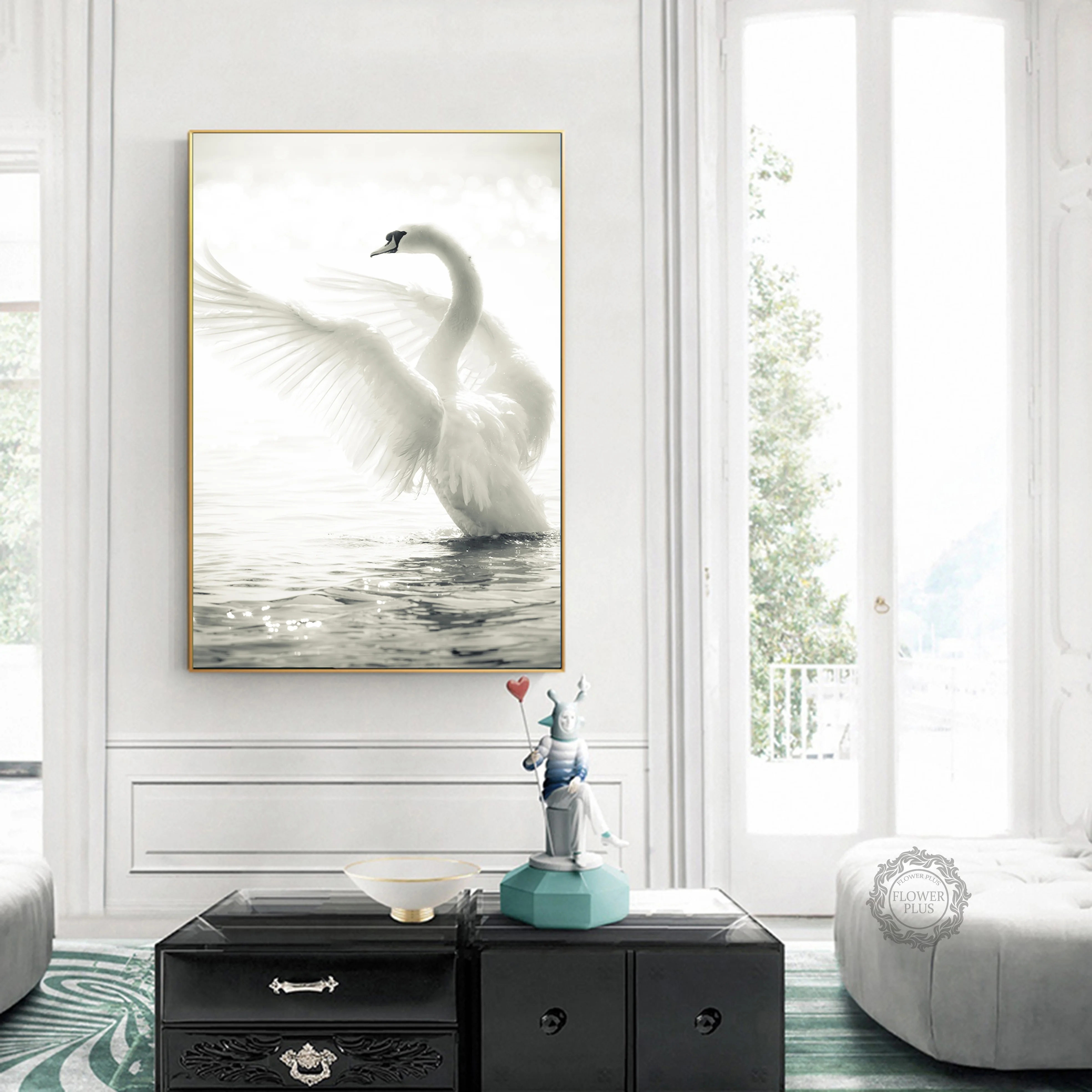 

Nordic Animal Swan Canvas Art Print and Poster Woodlands Nursery Wall Art Swan Canvas Painting Wall Picture Baby Room Decor