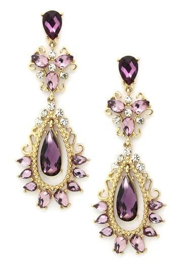 SHUANGR Purple crystal earrings Gold Color Dangles rhinestone Earrings women CZ Stone brincos boucle d'oreille femme | Украшения и