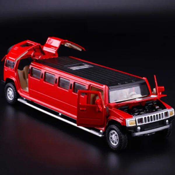 Красный 1:32 Limousine Hummer автомобили из литого металла модель игрушки тянуть назад мигающая Музыка Дети Игрушки транспортные средства - Цвет: Красный