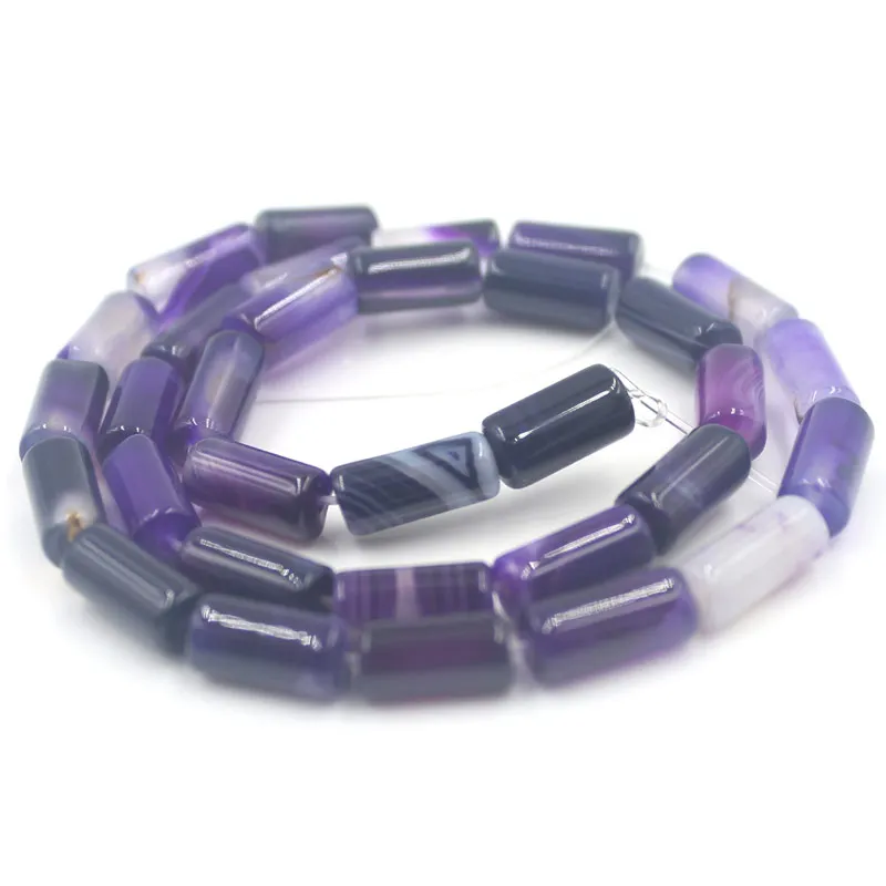 4 Purple Stripe Onyx 6x12 мм трубчатая колонна для изготовления ювелирных изделий, подлинные драгоценные камни, камень, Полоска, агат оникс, свободные бусины, нить 15" - Цвет: 4 Purple Stripe Onyx