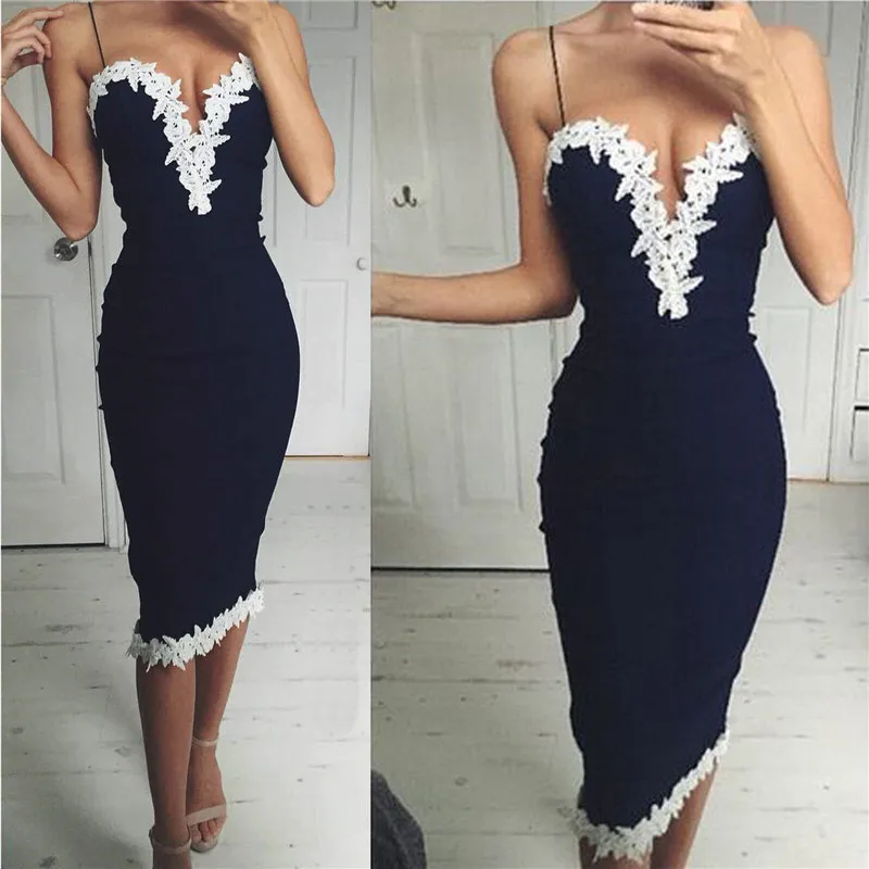 Платье-карандаш женское с глубоким вырезом кружевное | Женская одежда