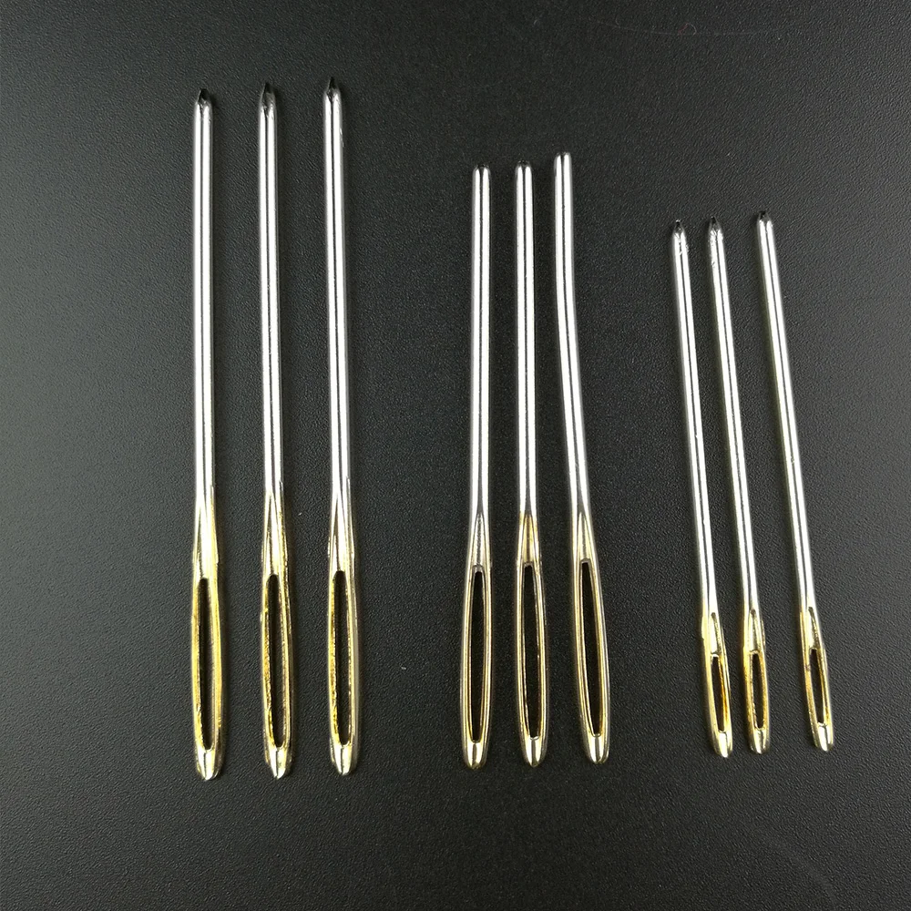 10 шт. швейные иглы золотого глаза Длинные стальные спицы для ручного шитья 6 см 7 5 3