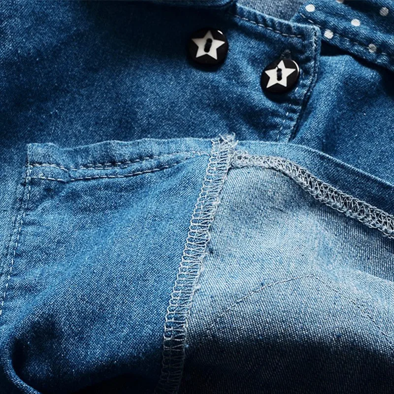 Джинсовая куртка для девочек BibiCola джинсовая в горошек с длинными рукавами | - Фото №1