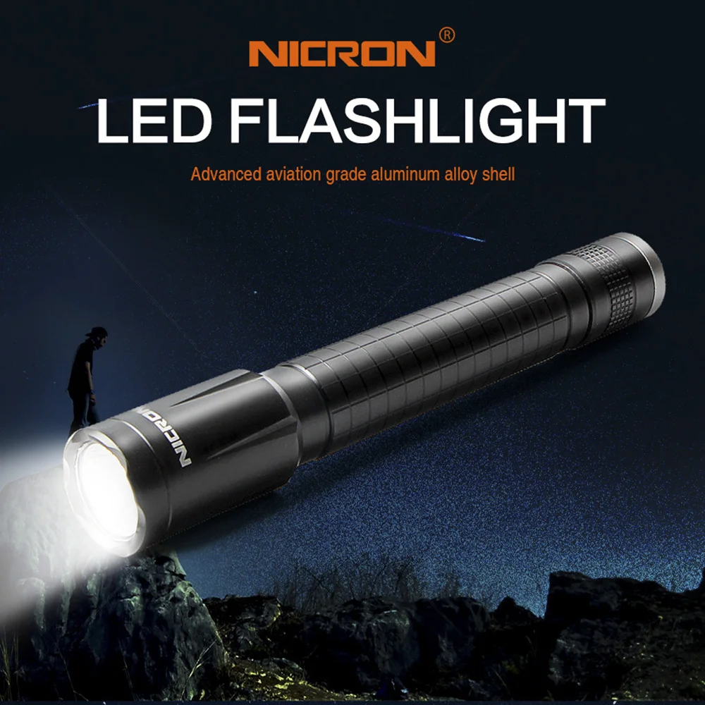 NICRON фонарик 100LM Водонепроницаемый 3 Вт 2xAA высокая яркость 100 м дальность луча для