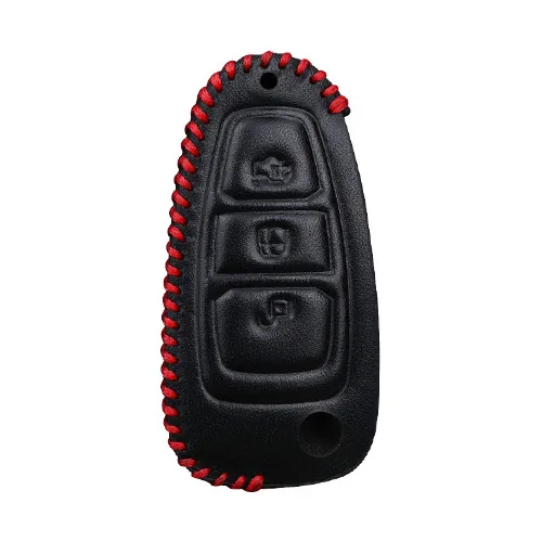 Red Line Кожаный чехол для ключей автомобиля для Ford Ranger C-Max S-Max Focus Galaxy Mondeo Transit Tourneo, защитный чехол для ключей на заказ - Название цвета: Red Line