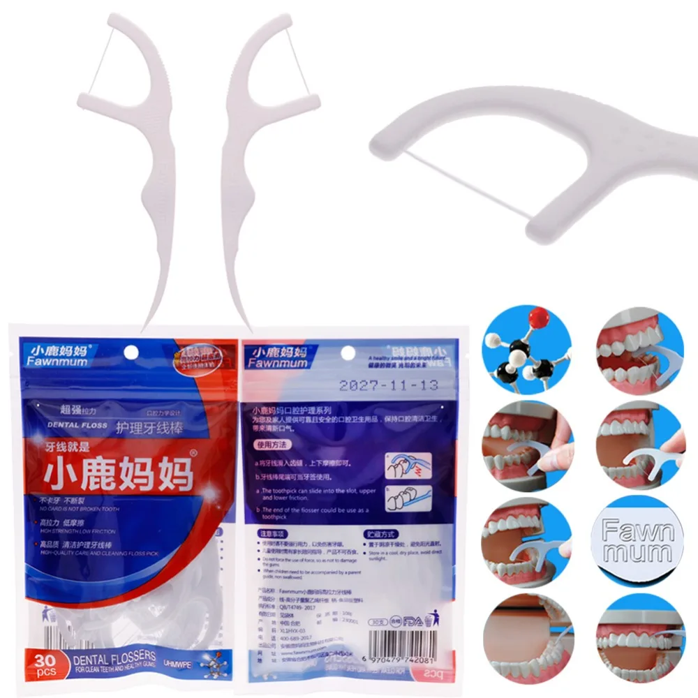 30 шт. зубная нить чистка пространства между зубами палочка пластиковая