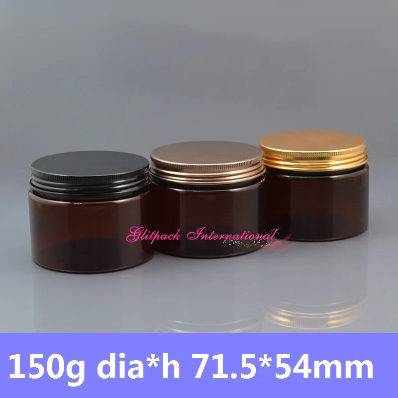 30pcs/lot 150g 71.5*54mm Amber Jar cosmetic packaging uk 5oz plastic jar manufacturers,Black caps jars for creams and lotions