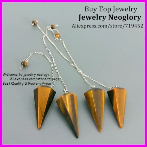 15 шт. тигровый глаз маятник с украшением в виде кристаллов Камни кварца кулон