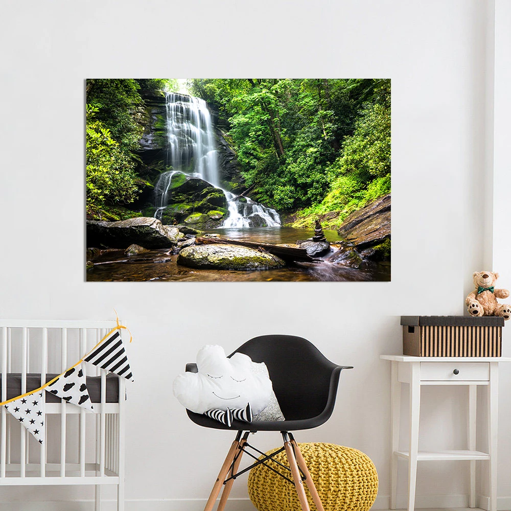 HDARTISAN Холст Искусство водопад ЛЕС ДЕРЕВЬЯ камни пейзаж фото Настенная картина