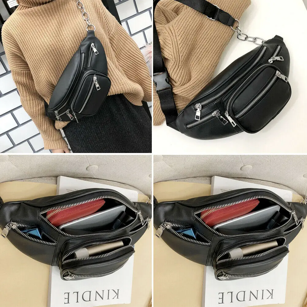 Поясная Сумка из искусственной кожи для мужчин и женщин Большая вместительная