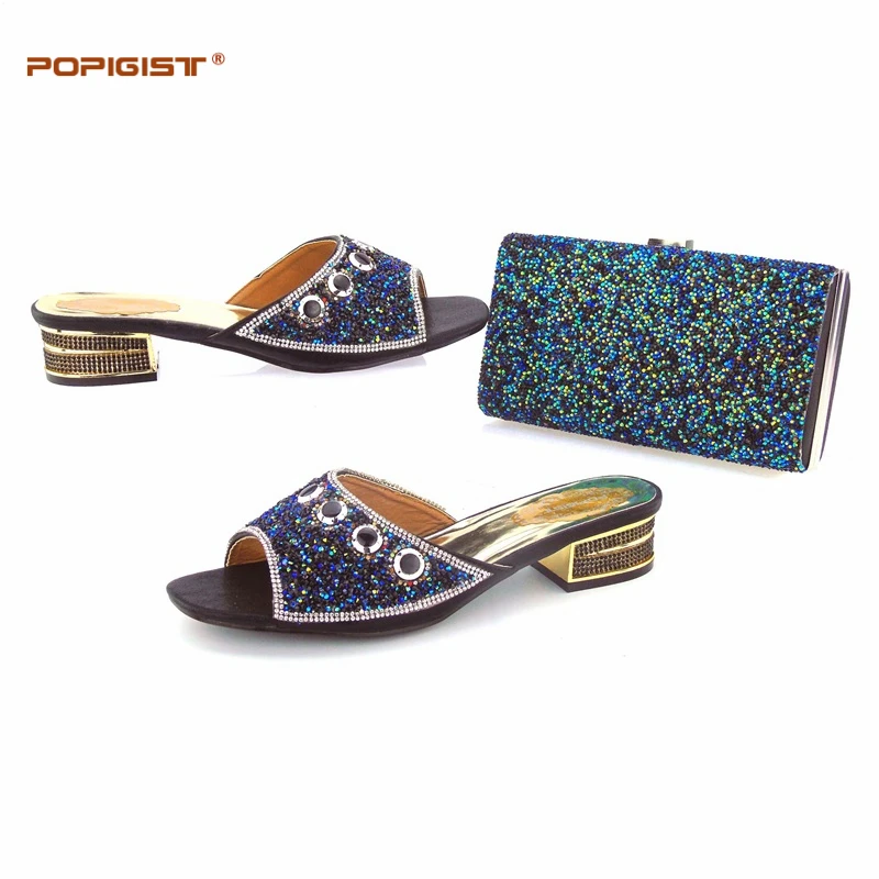 Быстрая доставка DHL на низком каблуке удобные женские Обувь и Комплект с сумочкой