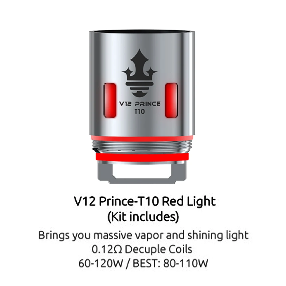 Электронная сигарета Original SMOK TFV12 принц T10 красный свет катушка 0.12ohm головка