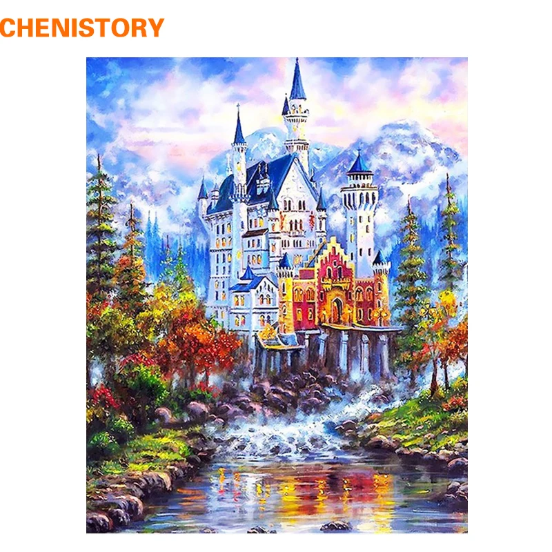 

CHENISTORY Fairy Tale Castle DIY Painting By Numbers Modern Handpainted Pictures On Canvas Wall Art Home Decor For Decoration