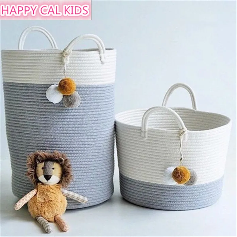 Home Accessories Cotton Rope Storage Basket with Handles Baskets for Kids Toy Laundry Nursery Hamper | Дом и сад