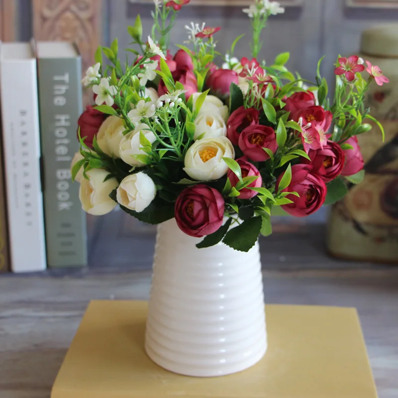 Весеннее украшение 10 головок Декоративный букет роз настоящий на прикосновения