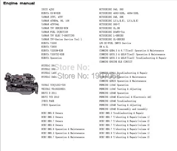 Строительное оборудование-руководства по обслуживанию двигателей 2017 для Hyundai |