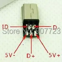DIY правый ангел 90 градусов длинный мини USB тип B папа 5 контактный комплект из трех