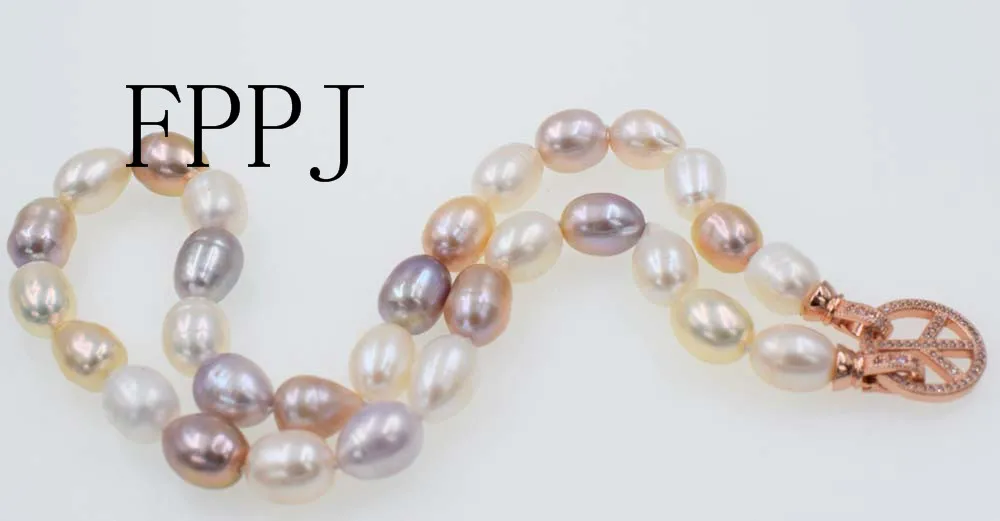 

white pink purple egg 12-13mm freshwater pearl necklace 18inch wholesale beads nature FPPJ FPPJ