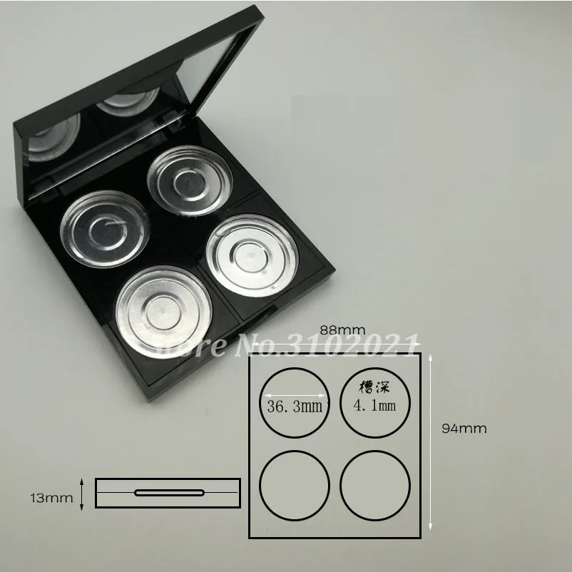 Пустой прямоугольный тени для век с 4 ячейками 10 шт./лот компактный футляр 36 3 мм