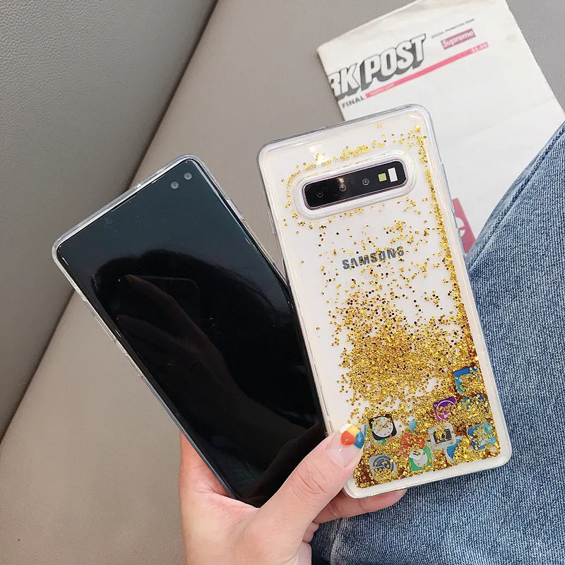 Чехол DIS милый значок жидкий зыбучий песок чехол для телефона samsung S10plus S10Lite s huawei