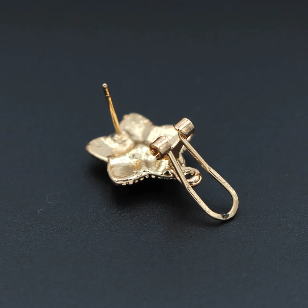 African Earrings Post Loop Connectors Star Paved CZ Nigerian Chile Women Wedding Jewelry Ear Clip Clasps Earring Findings DIY | Украшения и