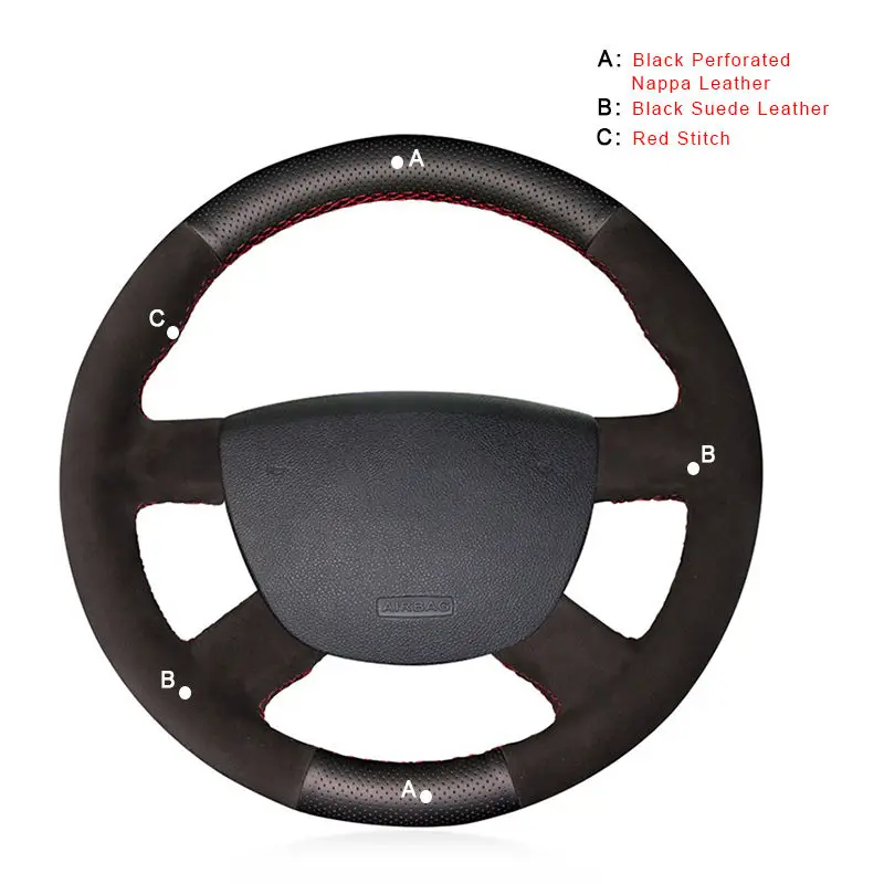 Suede and Nappa Автомобильная оплетка на руль для Ford Focus 2 2005-2011 для Ford Kuga 2008-2011 C-MAX 2007-2010 кожаные чехлы для руля - Название цвета: Suede and Nappa