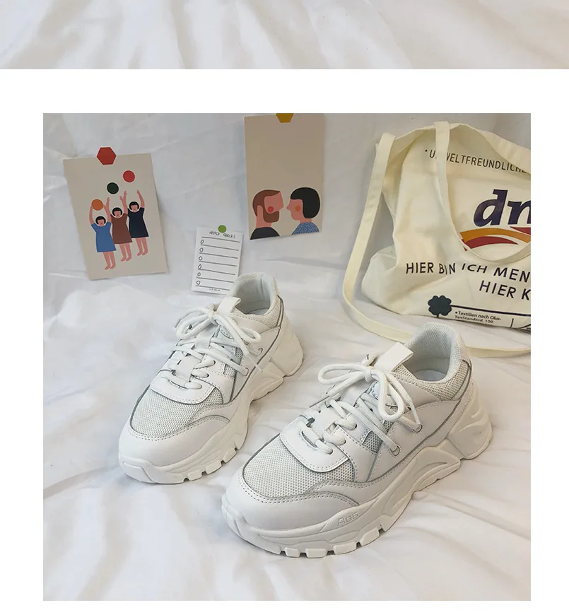 Women Chunky Sneakers Fashion Women Platform Shoes Lace Up Pink Vulcanize Shoes Womens Female Trainers Big sneake SZ8X8