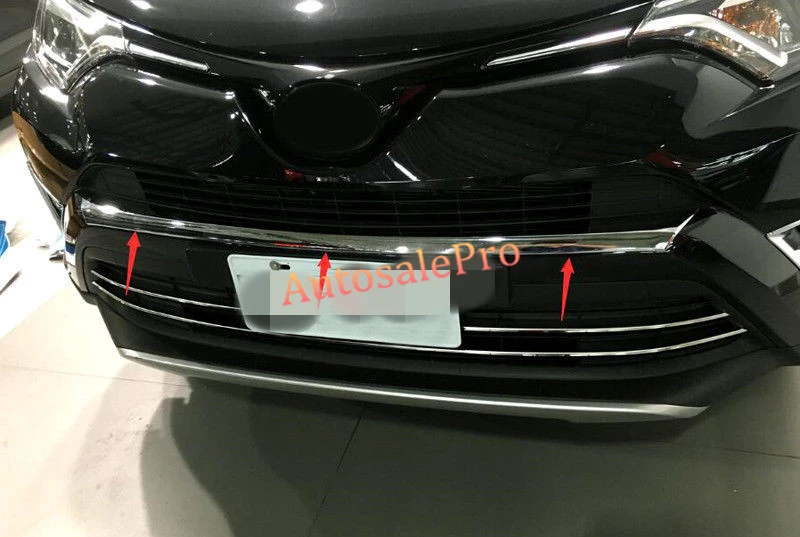 ABS Chrome Front Bumper Lip Grille Grill Upper Cover Trim 1pcs For Toyota Rav4 2016 | Автомобили и мотоциклы