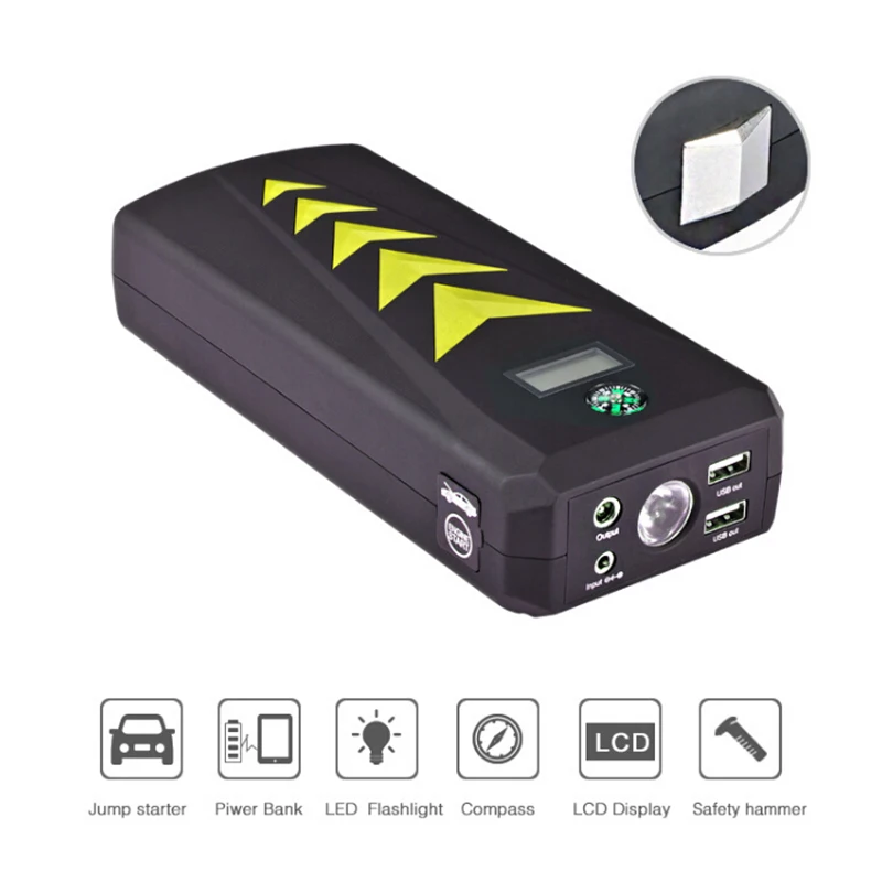 HCOOL автомобильный пусковой стартер аварийный комплект 24000mAh 1000A пиковый Многофункциональный быстрый заряд внешний аккумулятор Двойной USB порт зарядки фонарик