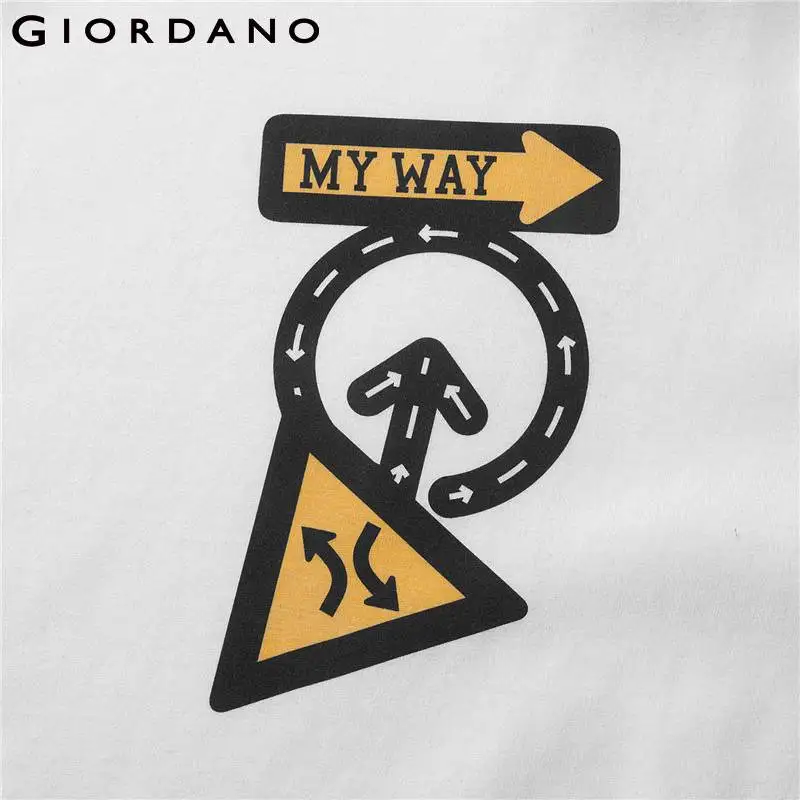 Giordano мужская футболка с короткими рукавами и круглым воротом спереди на груди