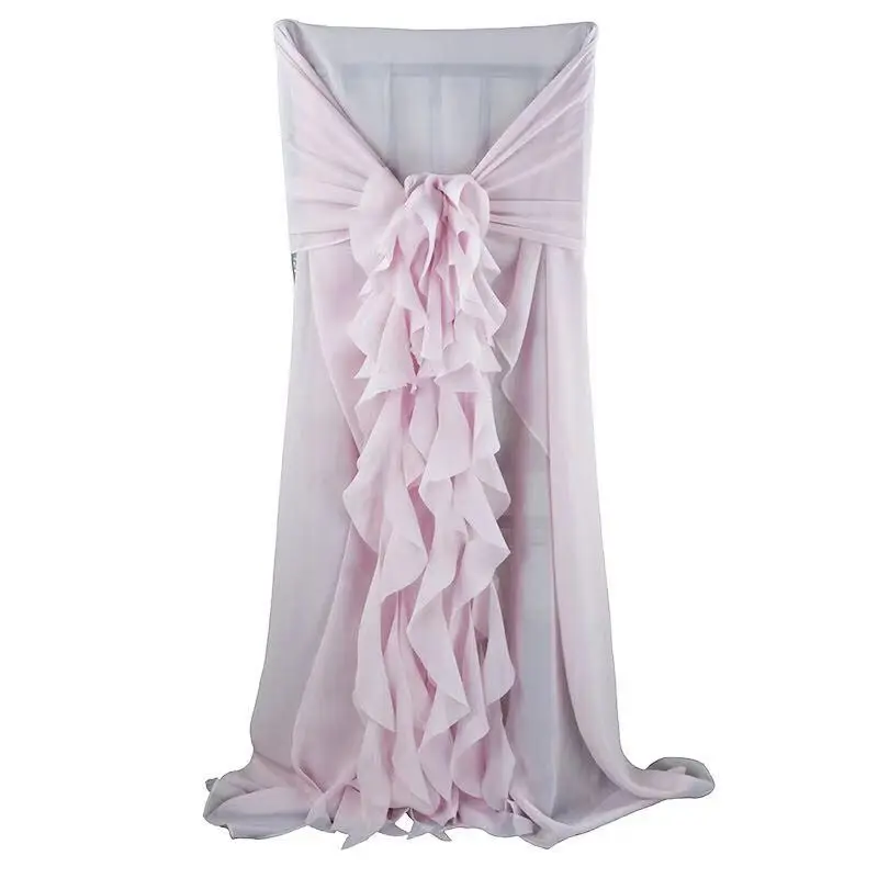 baby pink Высокое качество чехол для стула из шифона капот с ивы вьющиеся пояса для свадебных мероприятий украшения Необычные чехол для стула из шифона шапки - Цвет: baby pink