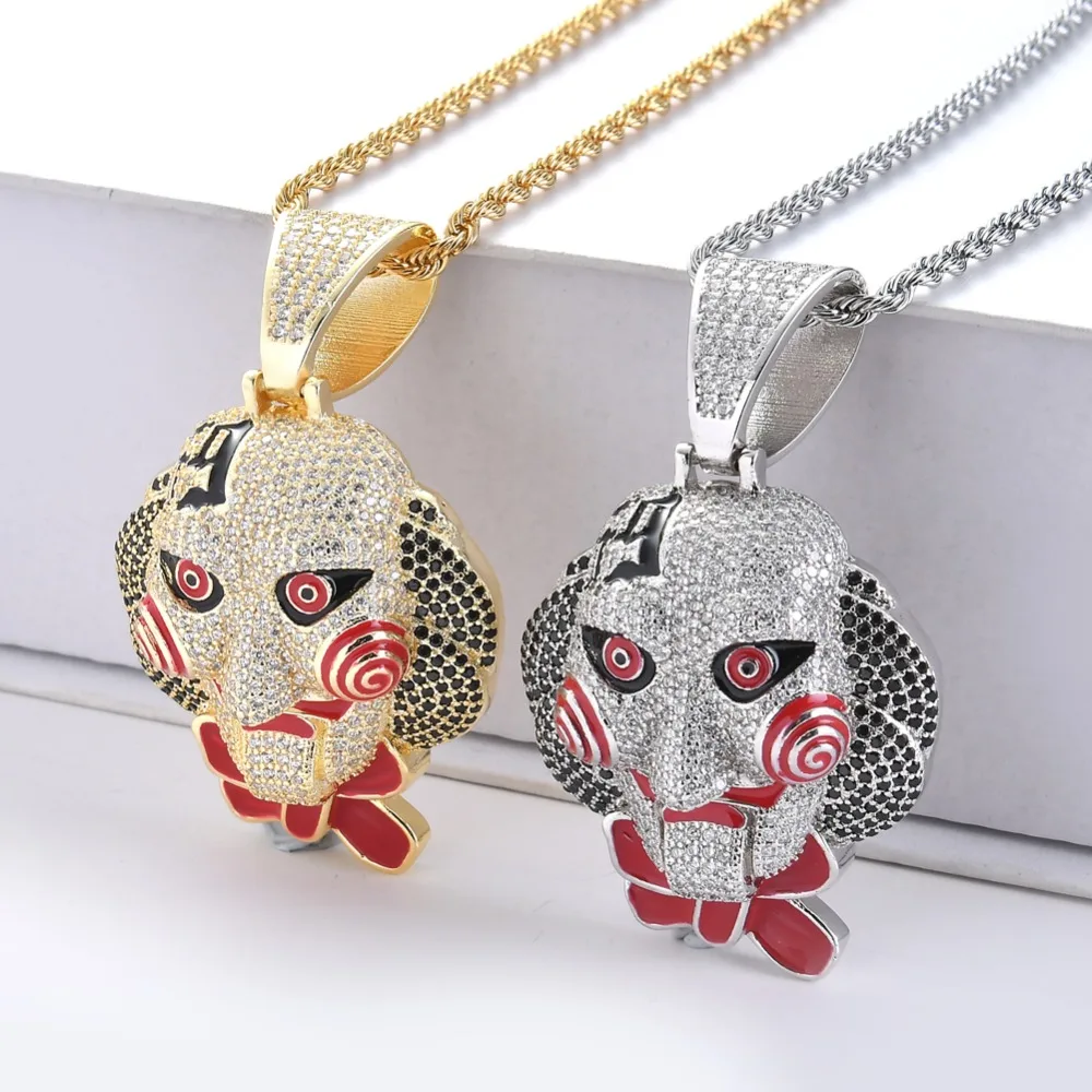Bling bling CZ Ювелирные изделия 69 мультфильм голова кулон Iced Out кубический циркон ожерелье хип хоп подарок ювелирные изделия CN068