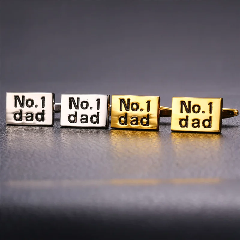 Мужские Запонки № 1 в форме папы желтые золотые/серебряные запонки подарок для