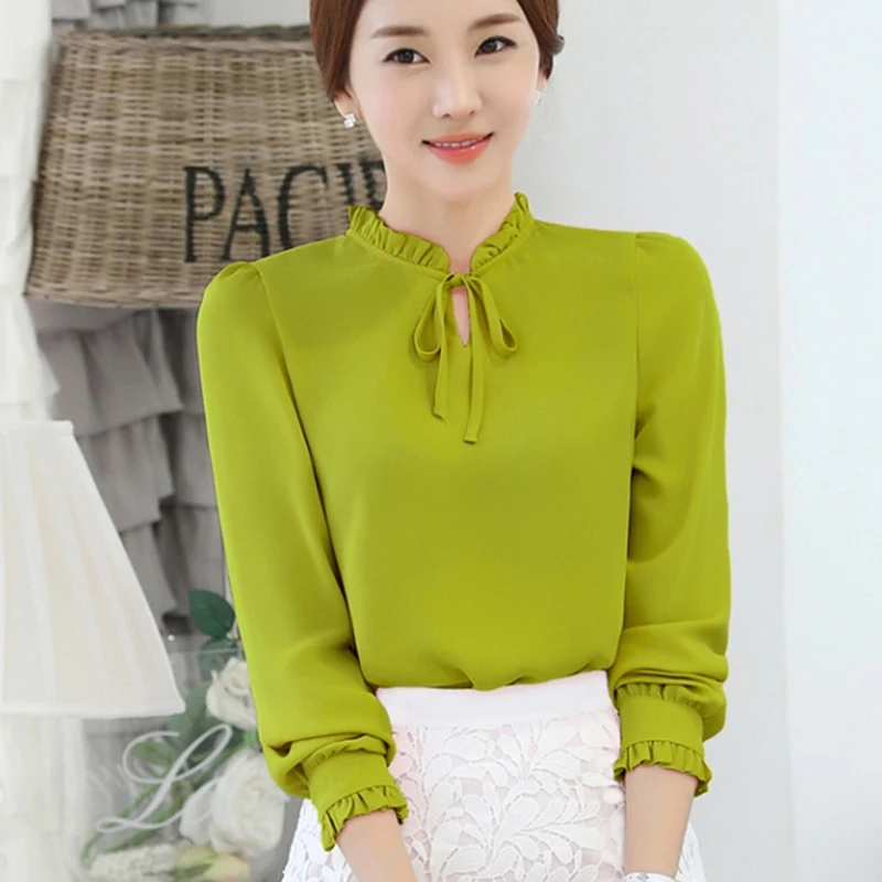 Весенние женские топы и блузки с длинными рукавами шифоновая розовая блузка