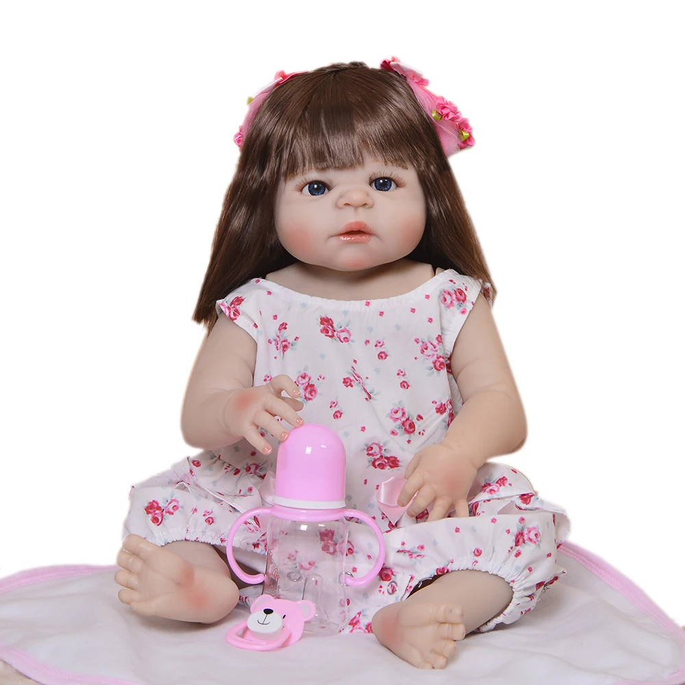 

55 см милые полностью виниловые силиконовые тела реалистичные девочка с цветной юбкой силиконовые Bonecas reborn baby куклы play house игрушки