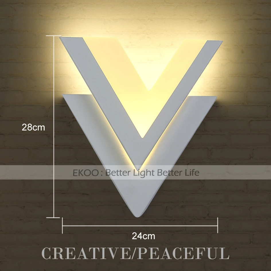EKOO V shaped современная светодиодная настенная лампа для прогулок с регулируемой