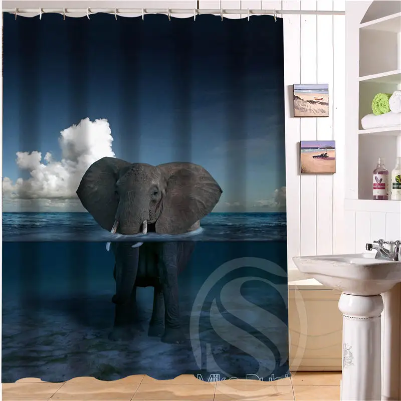 Элегантный и милый слон Персонализированные Пользовательские Душ Занавес Ванны
