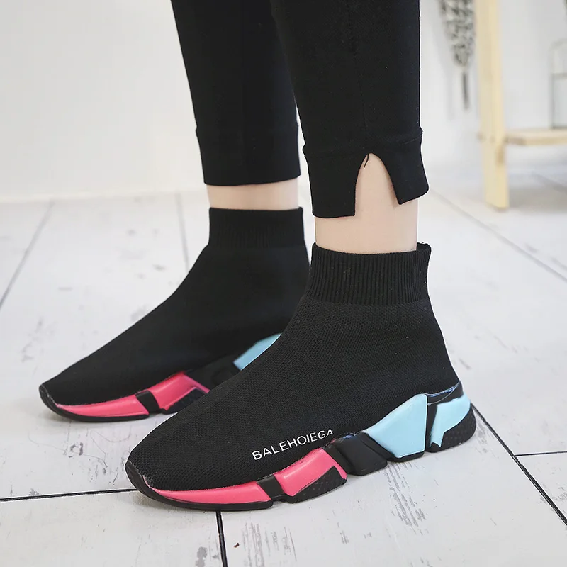 Новые модные туфли 2018 Лето ComfortLightweight Эластичные носки обувь моды свежий и