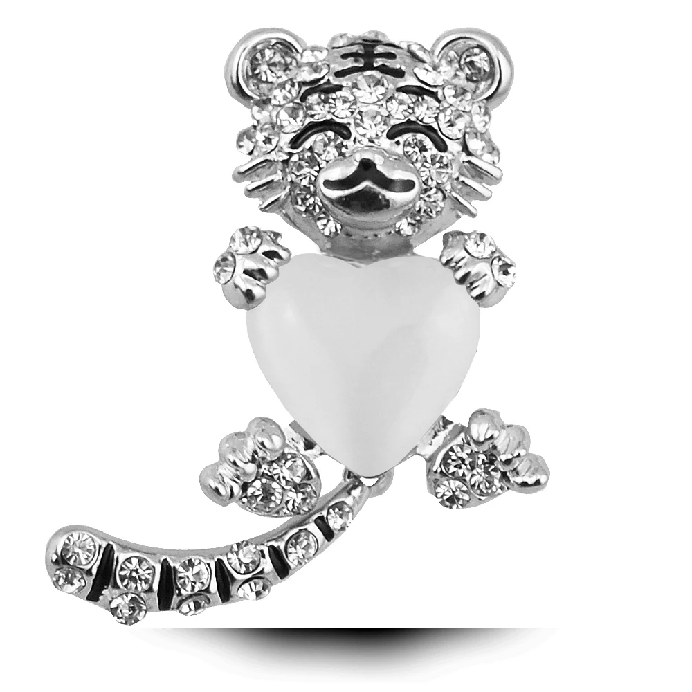 Красивая брошь B101 с тигром для женщин цвет золото и серебро бриллианты ювелирные